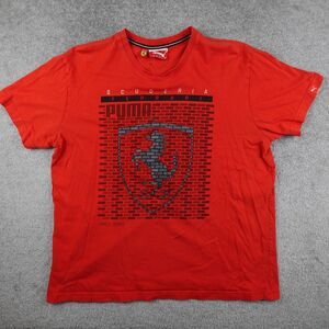 Puma Shirt Men L Red Ferrari Brick Logo Graphic Tee Crew Neck Scuderia Formula 1